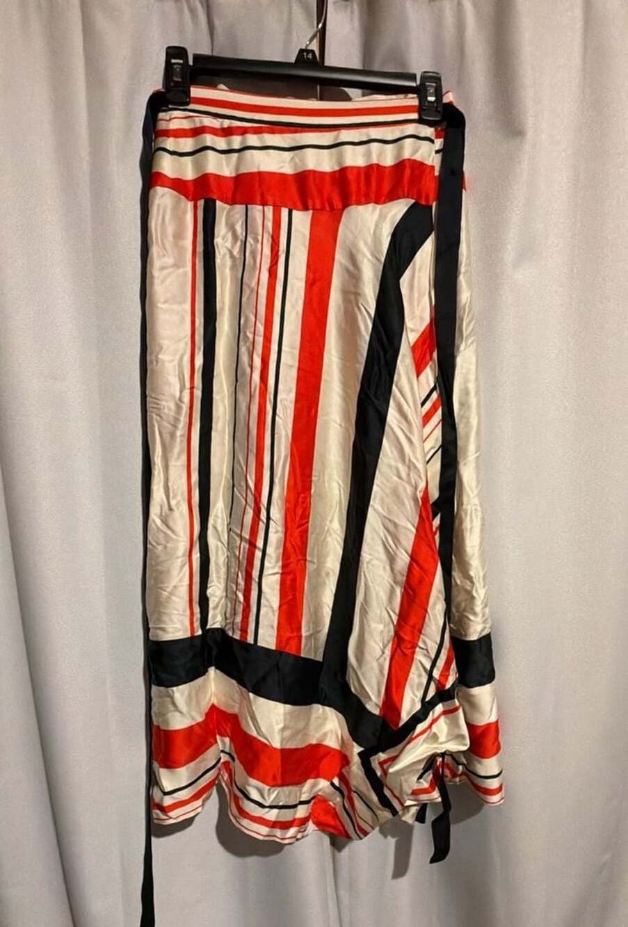 Zara Striped Wrap Skirt Size XS Red Black White